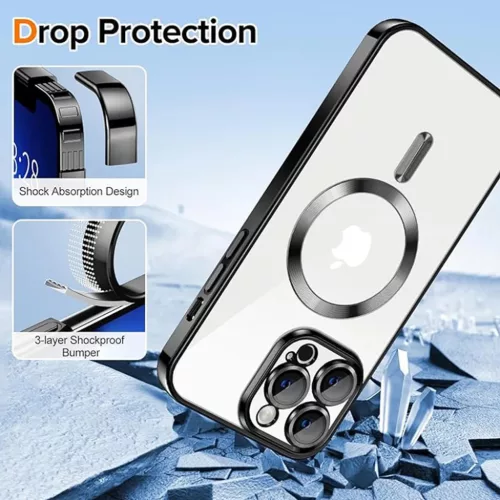 iPhone 13 Pro Max Fekete Techsuit Luxus Kristály MagSafe tok