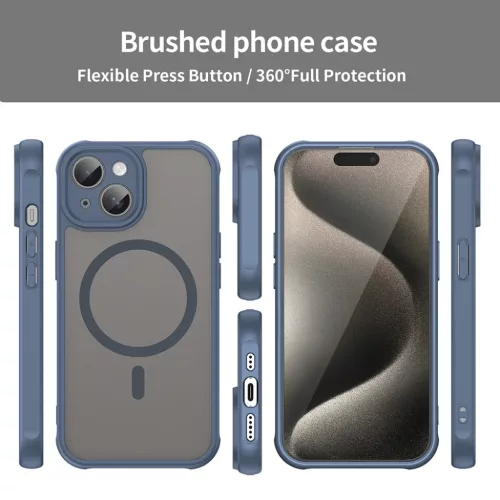 Techsuit - HaloFrost II MagSafe - iPhone 15 - Tengerészkék tok