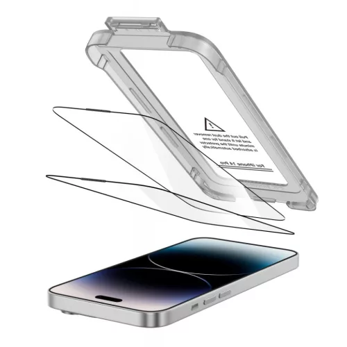Edzett üveg Tech-protect Quick Set+ 2-pack iPhone 15 Pro Fekete üvegfólia