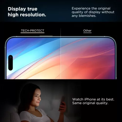 Edzett üveg Tech-protect Quick Set+ 2-pack iPhone 15 Pro Fekete üvegfólia