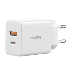   Baseus - Fali töltő (P10111403213-00) - USB, Type-C, Gyors töltés 20W - Hold Fehér