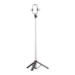  Selfie bot WC13YDS teleszkópos tripod 1,3m dupla lámpával és telefontartóval - fekete