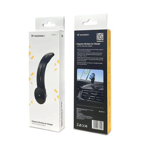 Wozinsky WCZ2Y2S mágneses autós tartó 15W MagSafe induktív töltővel autós műszerfalra - Fekete