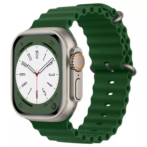 Apple Watch szíj (W038) - Techsuit - sorozat 1/2/3/4/5/6/7/8/9/10/SE/SE 2 (38/40/41/42 mm) - Katonai zöld.
