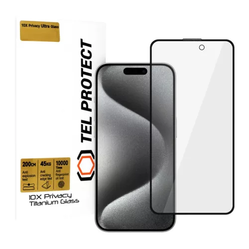 Tel Protect 10X Privacy Titanium iPhone 15 Pro Max üvegfólia