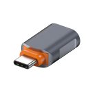 Techsuit - Prémium OTG Adapter SlateVolt (A9) - USB-ről Type-C-re, 5 Gbps, 6A, 120W, Plug and Play, Gyors adatátvitel - Szürke / Narancs.