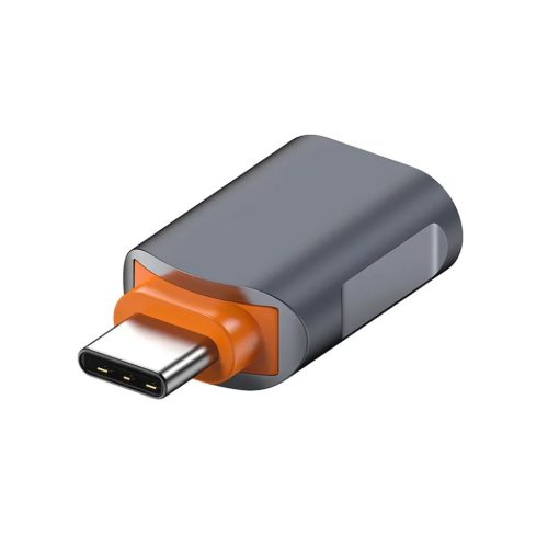 Techsuit - Prémium OTG Adapter SlateVolt (A9) - USB-ről Type-C-re, 5 Gbps, 6A, 120W, Plug and Play, Gyors adatátvitel - Szürke / Narancs.