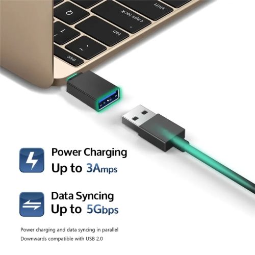 Techsuit - OTG Adapterek TriVoltX (A13) - 2x USB Type-C / Micro-USB, 3A, Plug&Play, Gyors Átvitel, Kamerához/MP3-hoz - Fekete.