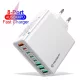Techsuit - Fali töltő (CHPD224) - 4 x USB, 4 x Type-C, Gyors töltés, 65W - Fehér.