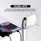 Techsuit - Fali töltő (CHPD224) - 4 x USB, 4 x Type-C, Gyors töltés, 65W - Fehér.