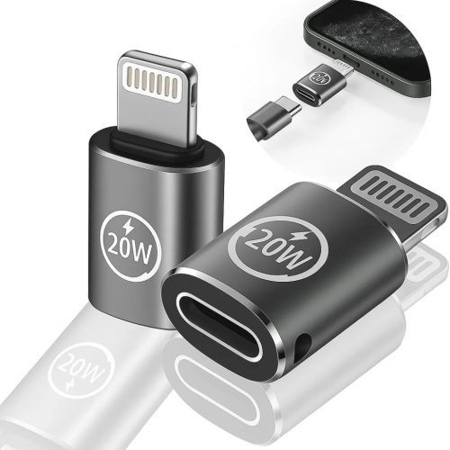 Techsuit - Premium OTG Adapter TitanCoreX (A11) - USB Type-C a Lightning csatlakozóhoz, 3A, alumínium ötvözet, csatlakoztasd és használd, gyors átvitel - Szürke.