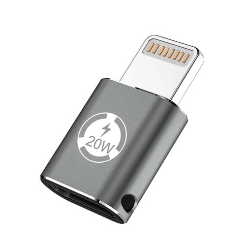 Techsuit - Premium OTG Adapter TitanCoreX (A11) - USB Type-C a Lightning csatlakozóhoz, 3A, alumínium ötvözet, csatlakoztasd és használd, gyors átvitel - Szürke.