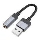 AUX USB A (apa) - Jack 3,5 mm (anya) adapter Hoco UPA32D fekete DAC
