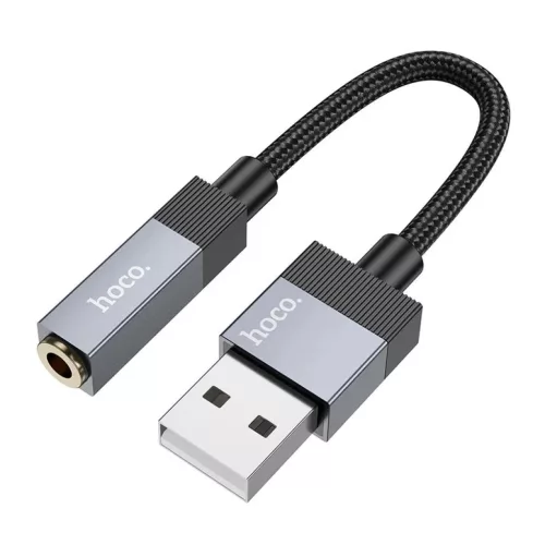 AUX USB A (apa) - Jack 3,5 mm (anya) adapter Hoco UPA32D fekete DAC