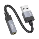 AUX USB A (apa) - Jack 3,5 mm (anya) adapter Hoco UPA32D fekete DAC