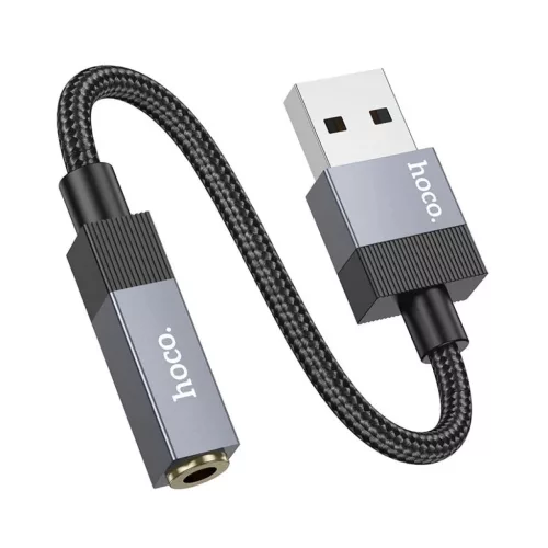 AUX USB A (apa) - Jack 3,5 mm (anya) adapter Hoco UPA32D fekete DAC