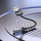 AUX USB A (apa) - Jack 3,5 mm (anya) adapter Hoco UPA32D fekete DAC