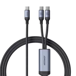   2 az 1-ben kábel Joyroom Speedy sorozat SA21-1T2 USB-C - USB-C / USB-C 1,5m fekete