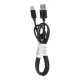 Kábel USB A - Type C 2.0 C366 (csatlakozó hossz: 8mm) 1 m fekete