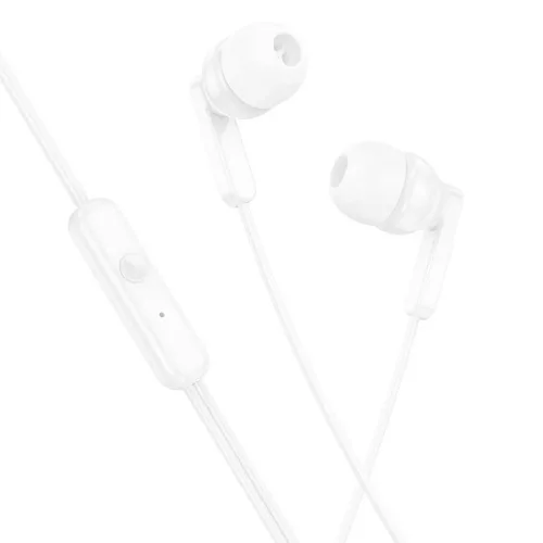 HOCO vezetékes fülhallgató Jack 3,5 mm mikrofonnal M121 fehér
