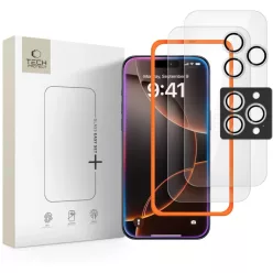   iPhone 16 Pro / 17 Pro Átlátszó Tech-protect Easy Set+ 3-csomagos üvegfólia
