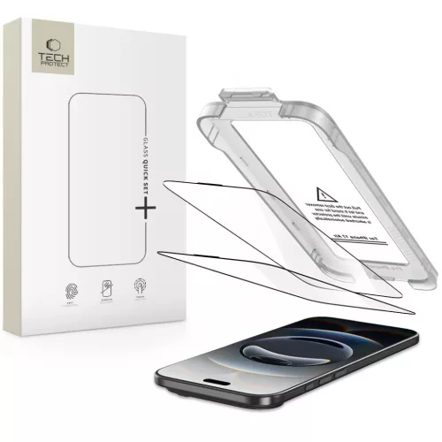 iPhone 17 Air fekete Tech-Protect Quick Set+ edzett üvegfólia 2-pack