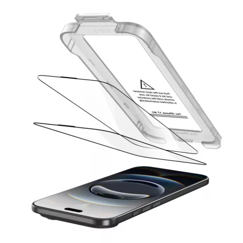 iPhone 17 Air fekete Tech-Protect Quick Set+ edzett üvegfólia 2-pack