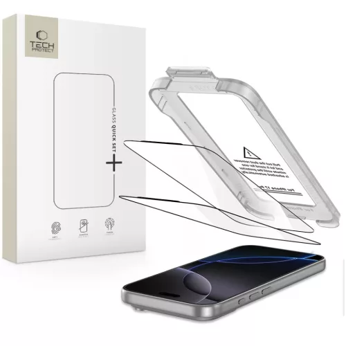 iPhone 17 Pro Max Fekete Tech-protect Quick Set+ 2-csomag üvegfólia
