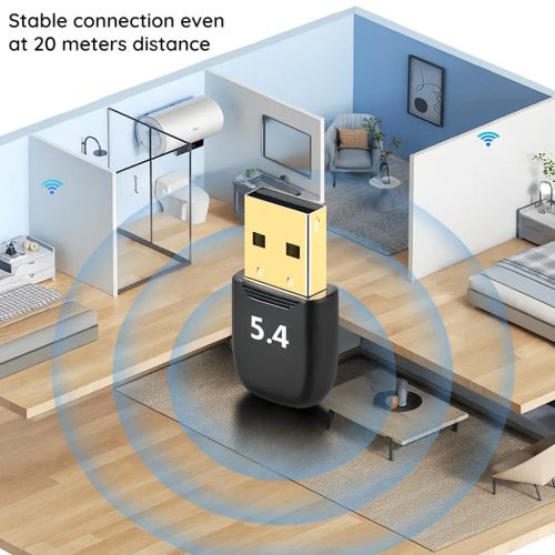 Bluetooth Adapter PC-hez - Techsuit BlueJet (A20), Bluetooth 5.4, Plug&Play, EDR&BLE - Fekete