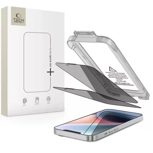 Tech-Protect Quick Set Spy+ 2-pack iPhone 13 / 13 Pro / 14 / 16e /17e Privacy üvegfólia