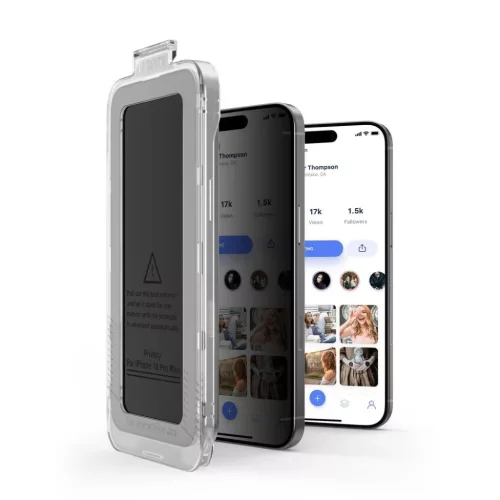 Tech-Protect Quick Set Spy+ 2-pack iPhone 13 / 13 Pro / 14 / 16e /17e Privacy üvegfólia