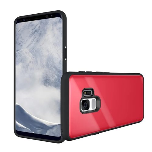 9H üveg hátlapú tok iPhone  S9 piros/fekete színben