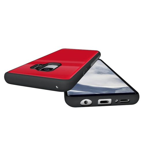 9H üveg hátlapú tok iPhone  S9 piros/fekete színben