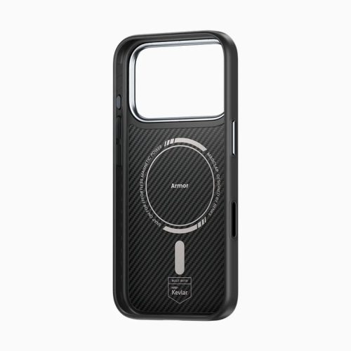 iPhone 17 Pro Max Fekete Benks Magnetic Armor Pro Kevlar Tok Fém Keret 600D (A070) (Kamera Vezérlő Gomb) tok