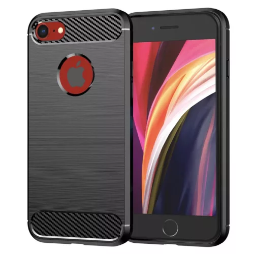 iPhone SE 2, SE 2020 / iPhone SE 3, SE 2022 - TechSuit - Carbon Silicone - Fekete tok