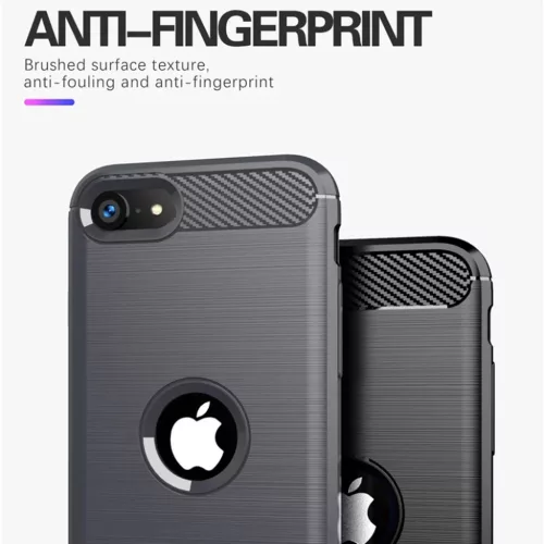 iPhone SE 2, SE 2020 / iPhone SE 3, SE 2022 - TechSuit - Carbon Silicone - Fekete tok