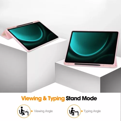 Samsung Galaxy Tab S9 FE Plus tok - Techsuit - Flex Trifold (ceruzatartóval) - Rózsaszín