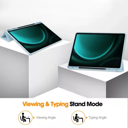 Samsung Galaxy Tab S9 FE Plus tok (Techsuit - Flex Trifold, Ceruzatartóval) - Égkék