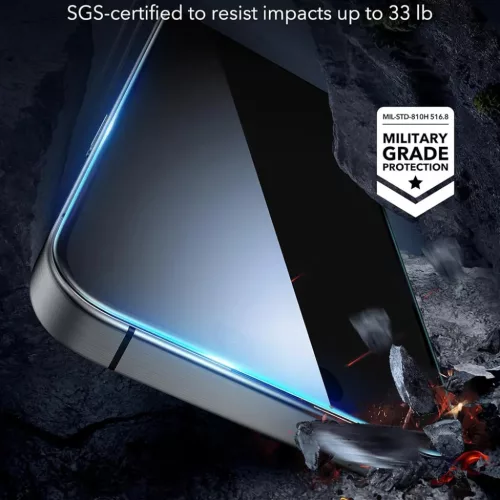 iPhone 17 Pro Max Átlátszó ESR Edzett üveg fekete kerettel (3 db) üvegfólia