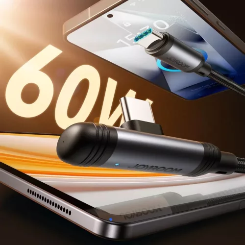 Joyroom S-A56 EnjoyX Series 90° USB-C - USB-C kábel 60W 1.2m - fekete