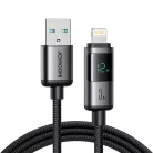 Joyroom S-A16 Pro Prism Series 3A USB-A - Lightning Kábel Kijelzővel 1.2m - Fekete