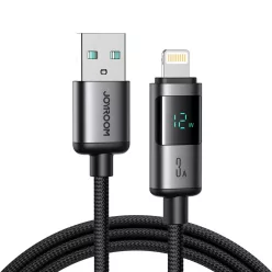  Joyroom S-A16 Pro Prism Series 3A USB-A - Lightning Kábel Kijelzővel 1.2m - Fekete