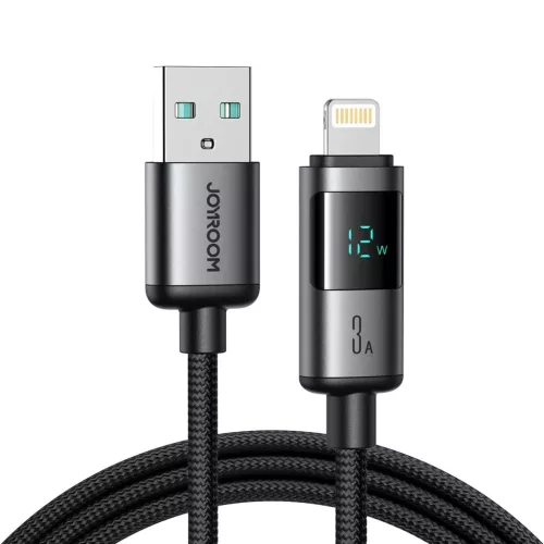 Joyroom S-A16 Pro Prism Series 3A USB-A - Lightning Kábel Kijelzővel 1.2m - Fekete