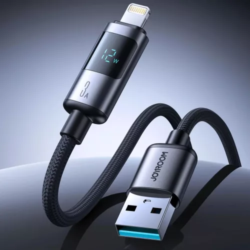 Joyroom S-A16 Pro Prism Series 3A USB-A - Lightning Kábel Kijelzővel 1.2m - Fekete