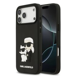   iPhone 17 Pro Max fekete Karl Lagerfeld 3D Rubber Karl and Choupette tok