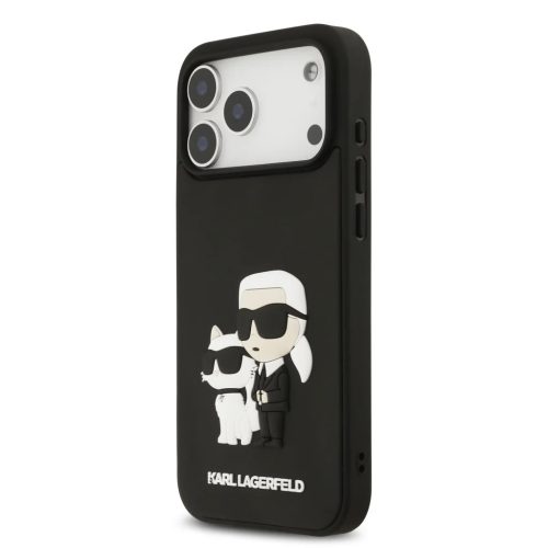 iPhone 17 Pro Max fekete Karl Lagerfeld 3D Rubber Karl and Choupette tok