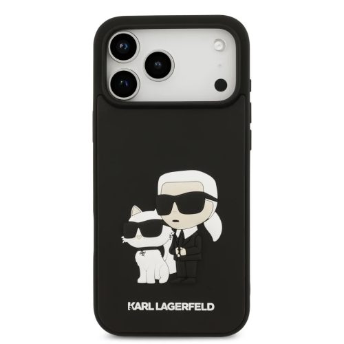 iPhone 17 Pro Max fekete Karl Lagerfeld 3D Rubber Karl and Choupette tok