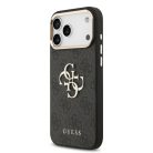 iPhone 17 Pro Max Fekete Guess PU Leather 4G Metal Logo Arany Keretes Tok