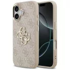 iPhone 17 Pink Guess PU Leather 4G Metal Logo Gold Frame tok