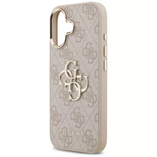 iPhone 17 Pink Guess PU Leather 4G Metal Logo Gold Frame tok
